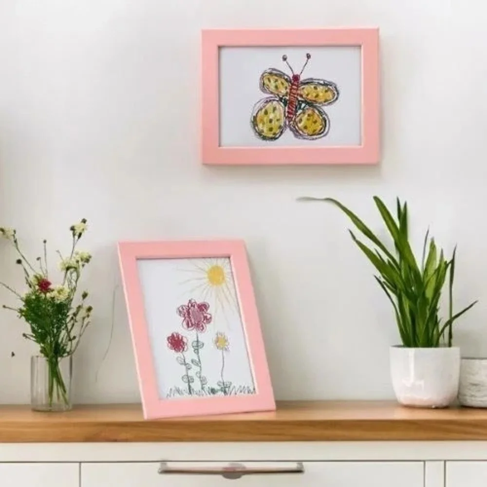 IKEA FISKBO Picture Frame 5x7 Pink Wall Tabletop Set of 4 Sealed